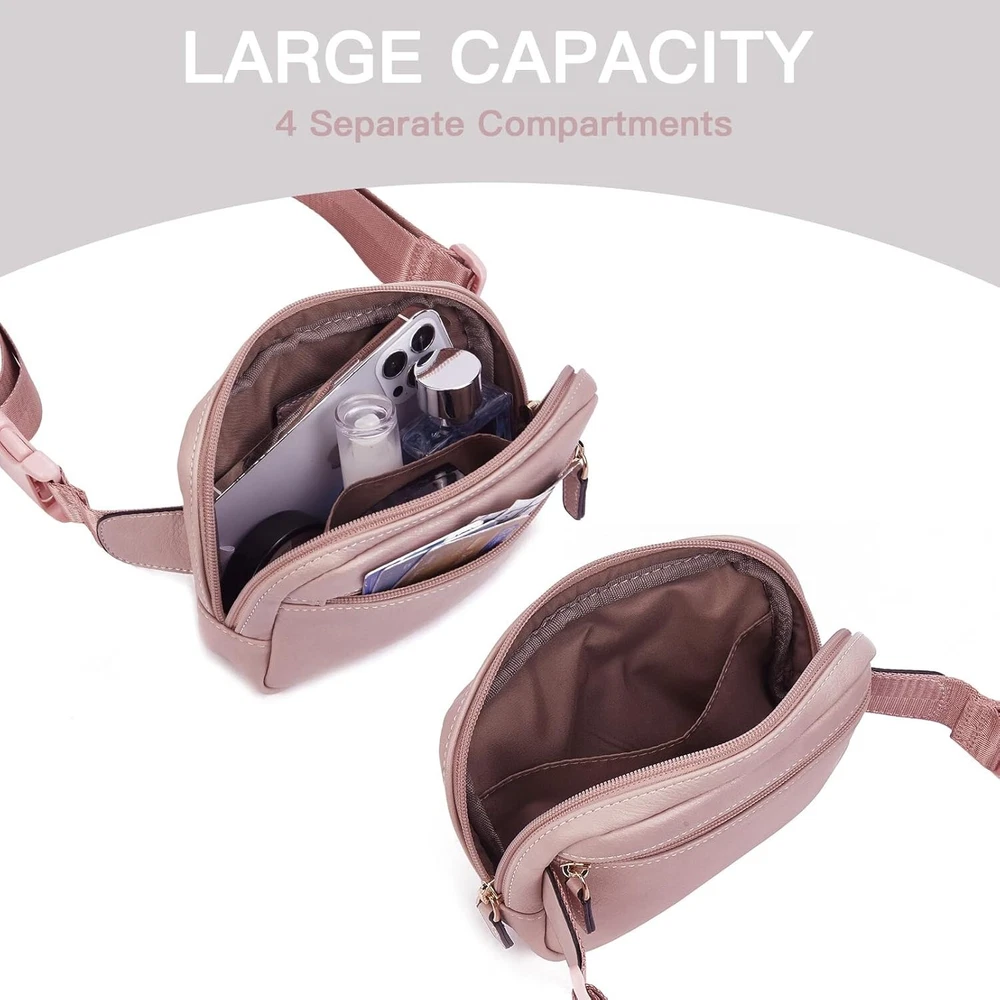 Belt Bag for Women PU Leather Fanny Pack Quilted Crossbody Bags for Women