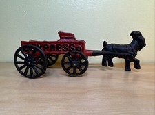 Vintage Cast Iron Express Wagon Cart Pulled By Goat Toy