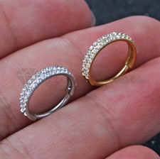 Upper Top Ear 16G Double Rings Crystal Hinged Segment Clicker Hoop Earring