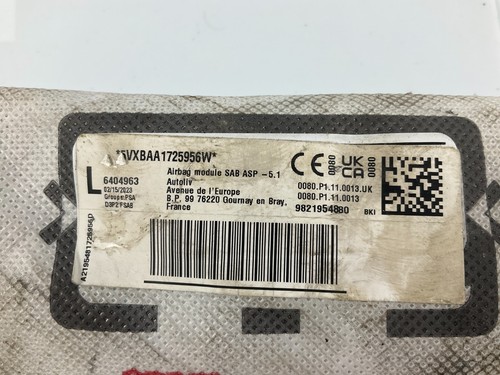 RICAMBIO CARICA AIR BAG SEDILE SINISTRA PER PEUGEOT 208 codice: 9821954880 - Foto 3 di 8