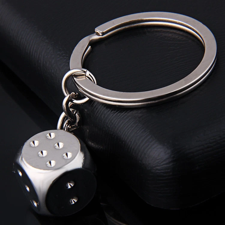 1X Metal Creative Mini Solid Dice Key Chain Key Ring Keychain Gift