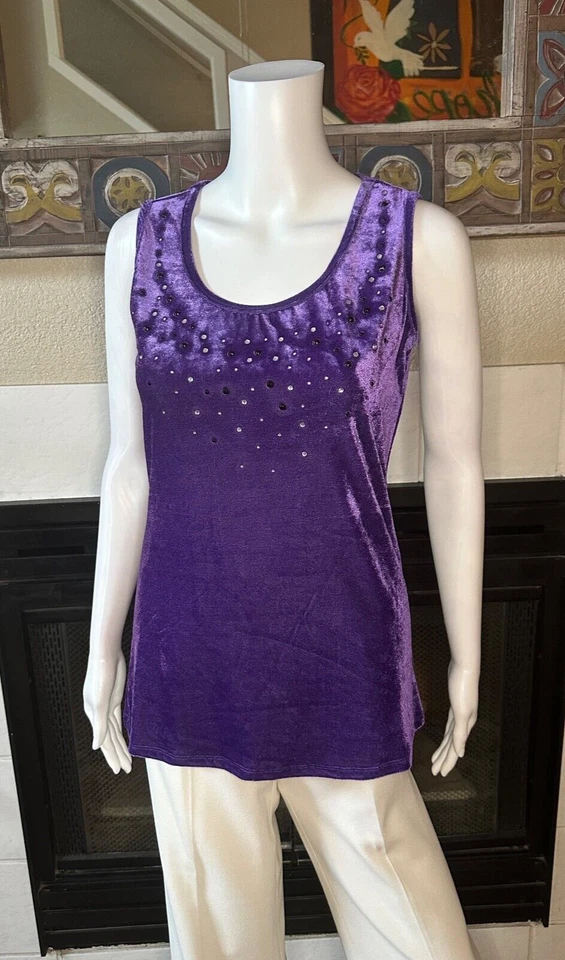 Cárdigan Completely Me by Liz Lange XS púrpura Topper terciopelo cuentas Foto 2 de 4