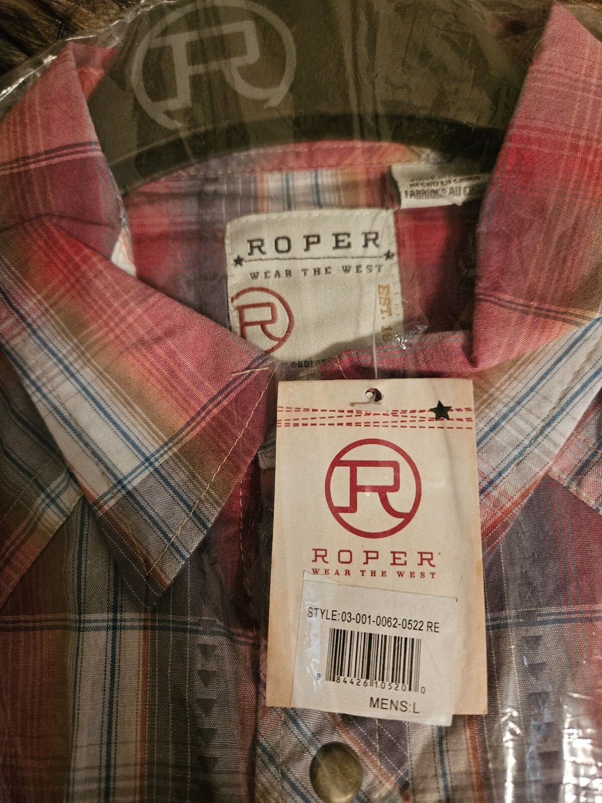 Roper Men Long Sleeve Collared Shirt RED BRAND NEW WITH TAGS SIZE ...