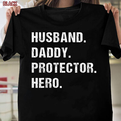 Husband Daddy Protector Hero Fathers Day Gift For Dad Wife T-Shirt, Gift For Men