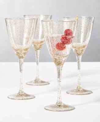 The Cellar Holiday Sayings Glitter Drinkware, Set of 4