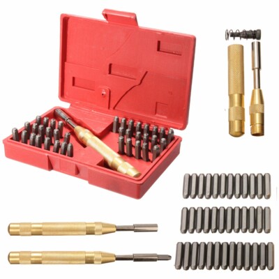 38Pcs 1/8'' Steel Number Letter Hand Stamp Set Kit for Soft Metal Punch Imprints