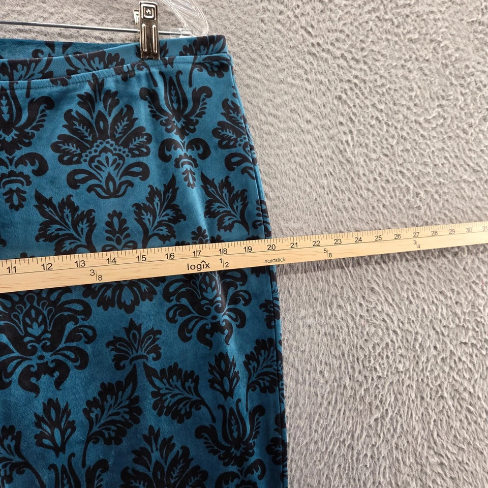 Chicos Zenergy Womens Velour Slim Leg Pants 2 Size 12 Blue Pull On Floral Aztec - Image 4 of 4