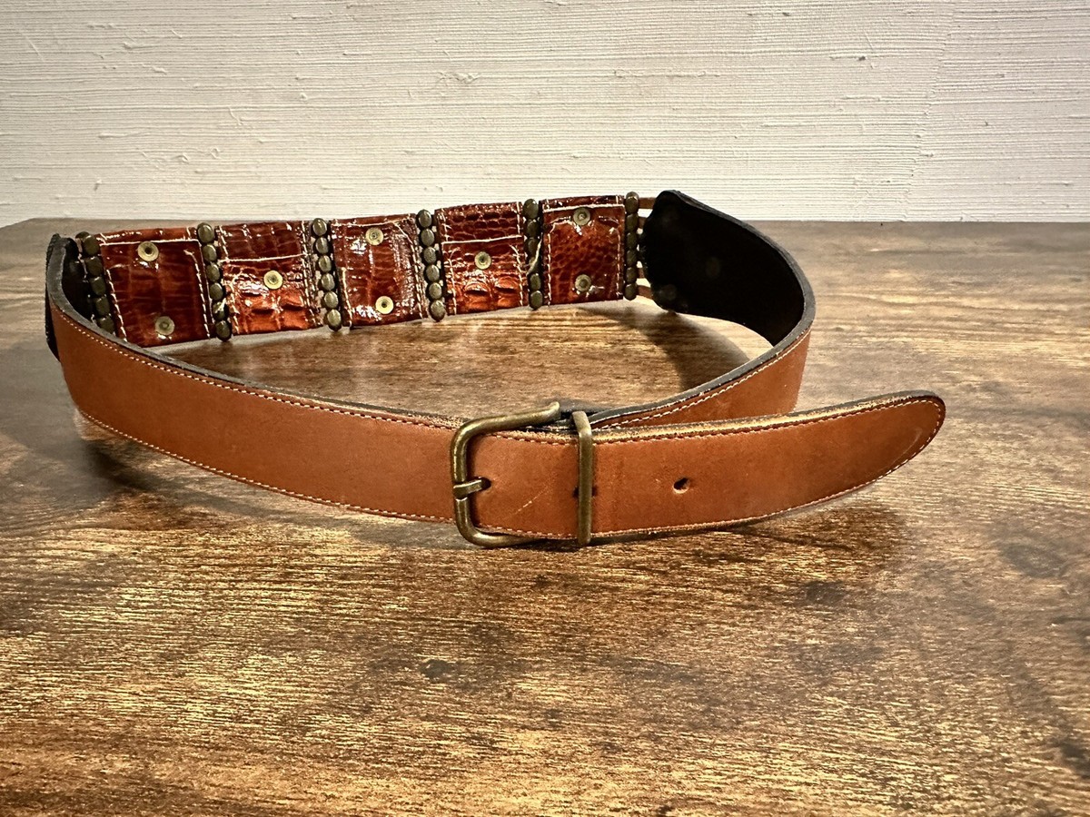 Avignon Genuine Leather Belt M/L Jeweled Metal Detail South 