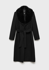 NEW MANGO Manteco wool coat detachable fur co...