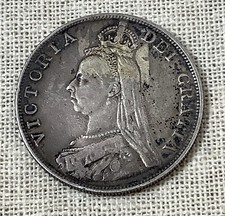 1887 Queen Victoria Double Florian Silver British Coin