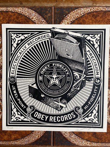 RARE Shepard Fairey Obey Records Obey Fidelity Vinyl Record Player Print 78/150 - Picture 2 of 5