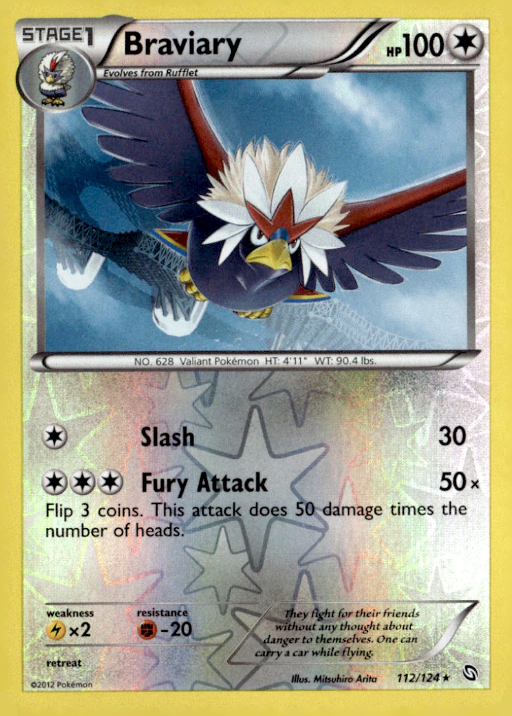 Braviary Rare Reverse Holo Dragons Exalted 112/124 Pokémon TCG