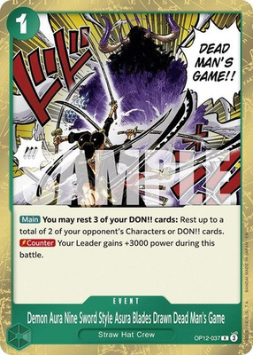 #ad Demon Aura Nine Sword Style Asura Blades Drawn Dead..OP12 037 One Piece TCG Foil $4.99