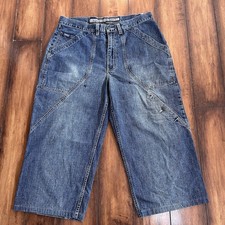 Vintage Y2K Enyce Jean Shorts LONG Jorts 34x21 Baggy Hip Hop Denim