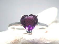 AMETHYST - Genuine Romantic Purple 925 Sterling Silver Heart Ring SIZED FREE