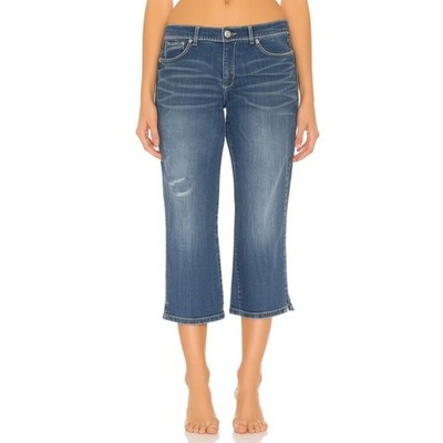 CODE BLEU Womens Capri Jeans Size 16 Blue Embellished Rhinestone Boho