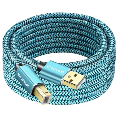 GOSYSONG Printer Cable 10ft, USB Cord 2.0 Type A Male to B Blue - Image 1 of 4
