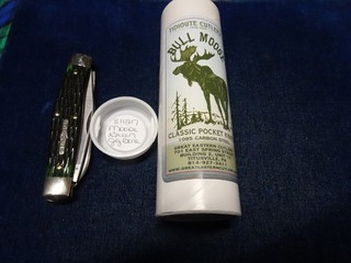 Orig Folding Blade Knife In Box "Tidioute Cutlery" Moose Grn Jig Bone 811217