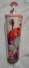 Starbucks Winter Forest Fox Mushroom Cap Straw Topper Cold Cup Tumbler 24 oz