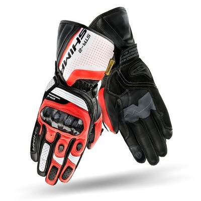 Motorcycle sport gloves SHIMA STR-2 white/black/red - size XL