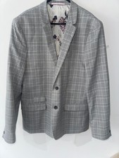 River Island Grey Plaid Suit Men’s 42R Jacket Blazer & 32/30 Trousers