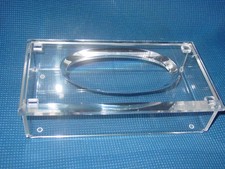 LUCITE ACRYLIC THICK CUT BEVELED TISSUE BOX RECTANGLE VINTAGE MODERN MCM VTG 70S