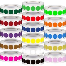16000 Pieces 1/2 Inch Round Color Coding Labels Roll Colored Dot Stickers Adh...