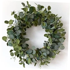 Eucalyptus Wreaths for Front Door 22", Handmade Leaves Wreath for 22 inch Green