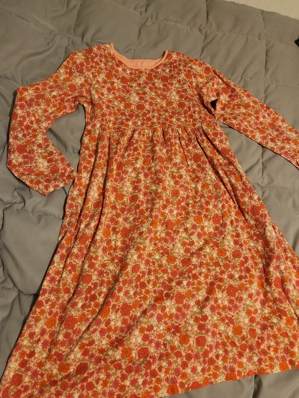 Girls 10 Lands End soft stretchy cotton dress pink coral