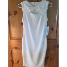 Calvin Klein Ivory Twist-Front Midi Sheath Dress