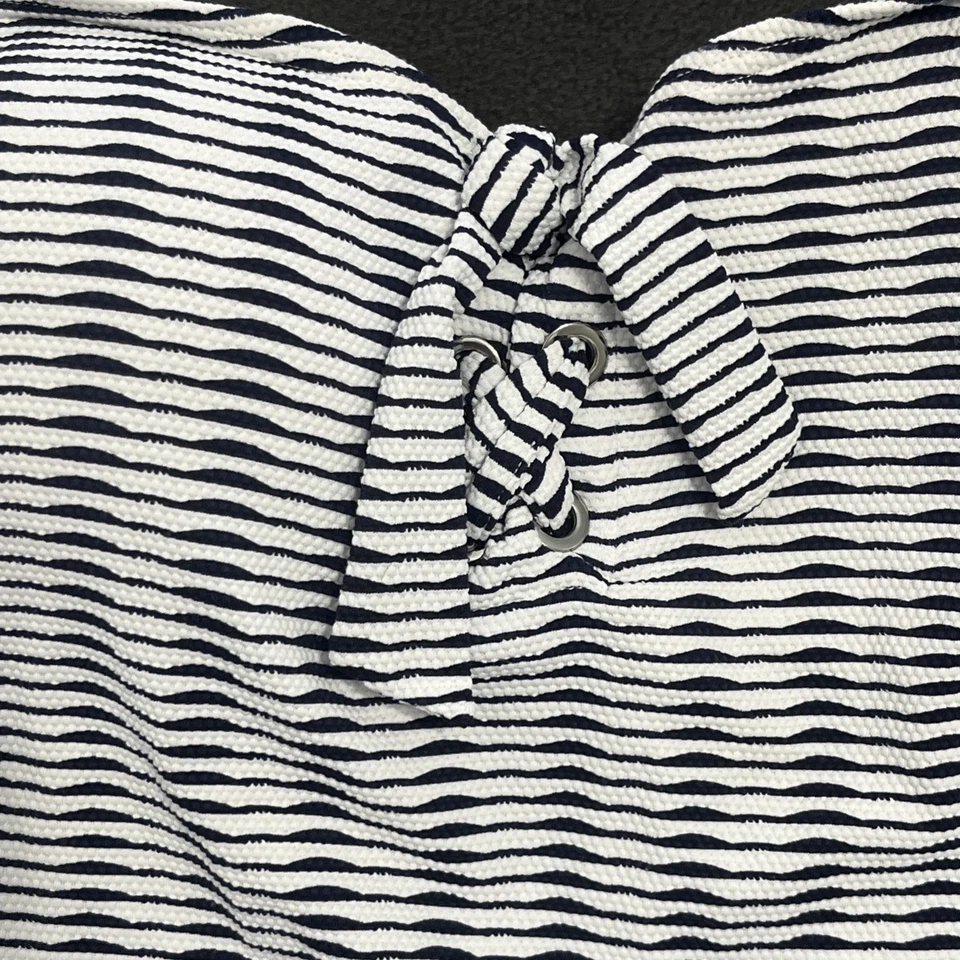 Купальник женский Tommy Bahama 6 цельный сине-белая полоса морской с бретелью через шею бант - Изображение 2 из 4