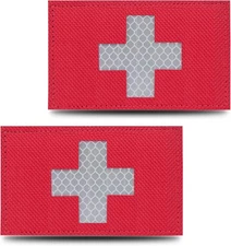 2-Pack Medic Patch First Aid Red Cross Medical Patches Reflective Morale for Tac