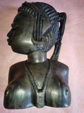 Buste féminin en bois d'ébène. Sculpture art Africain. 