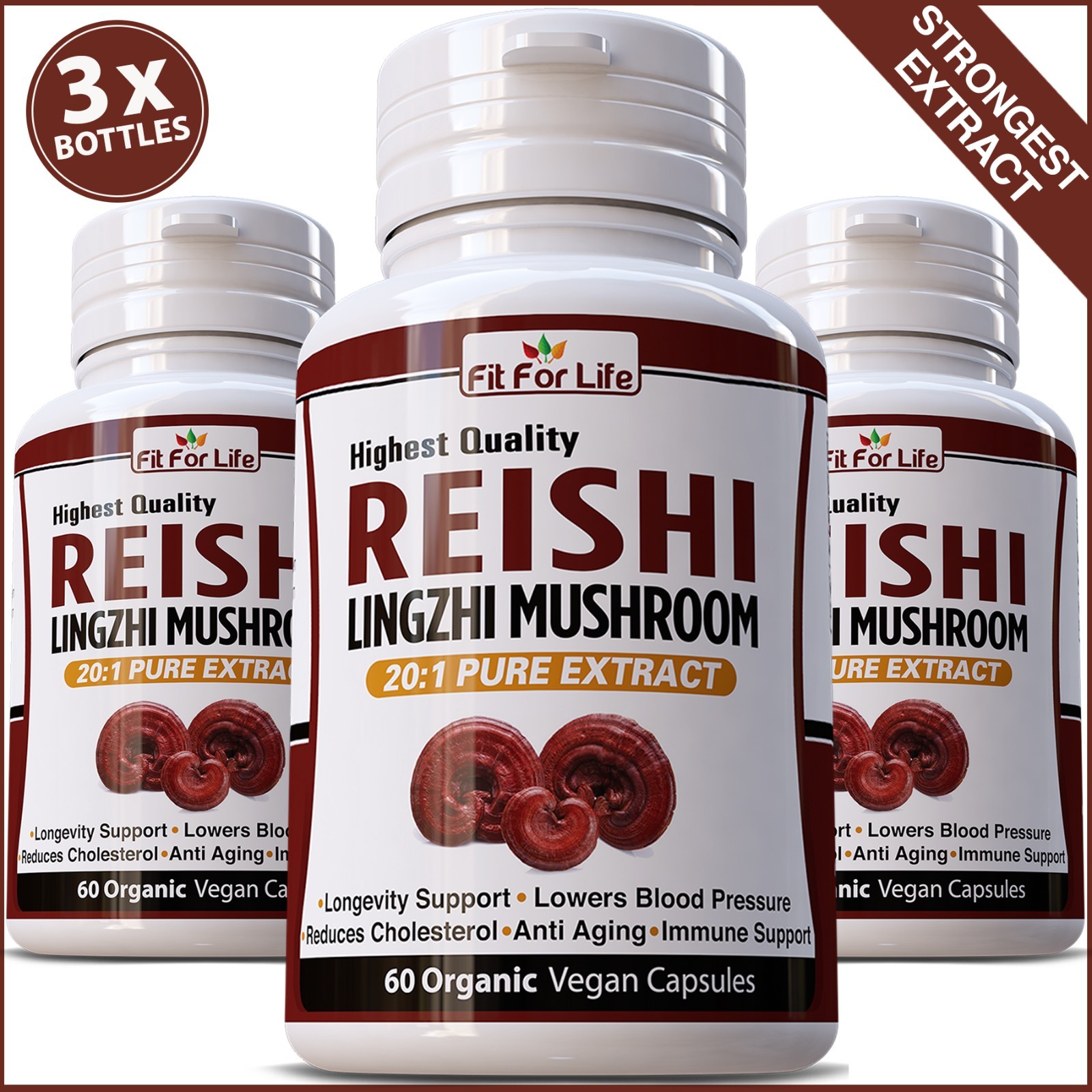 180 x REISHI MUSHROOM EXTRACT LINGZHI ORGANIC IMMUNE CHOLESTEROL PILLS CAPSULES