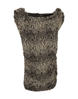 Michael Kors Damen ärmelloses Blusentop UK 6 XS grau Animalprint AT11