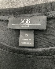 NWT AGB Womens Black Leopard Long Sleeve Size 1X