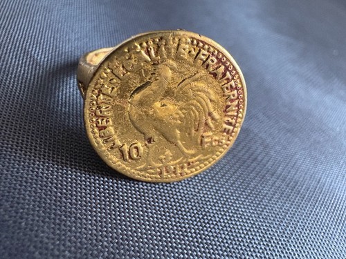 Handmade Rooster Ring Brass Ring Vintage Coin Style Rooster Ring Size 8 US - Picture 2 of 9