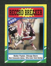 Walter Payton Bears Record Breaker Most 100 Yard 1986 Topps Football Card #7
