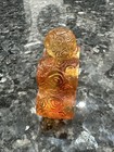 Vintage Chinese Yellow Amber Sculpture Carved Signed Paperweight Ram Head Liuli — photo 3