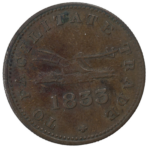 1833 Upper Canada To Facilitate Trade Copper Halfpenny Token Breton-730 UC-12b2