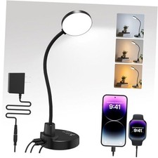15W LED Desk Lamp with USB Charging Ports   Dimmable Table Lamp with 3 Color