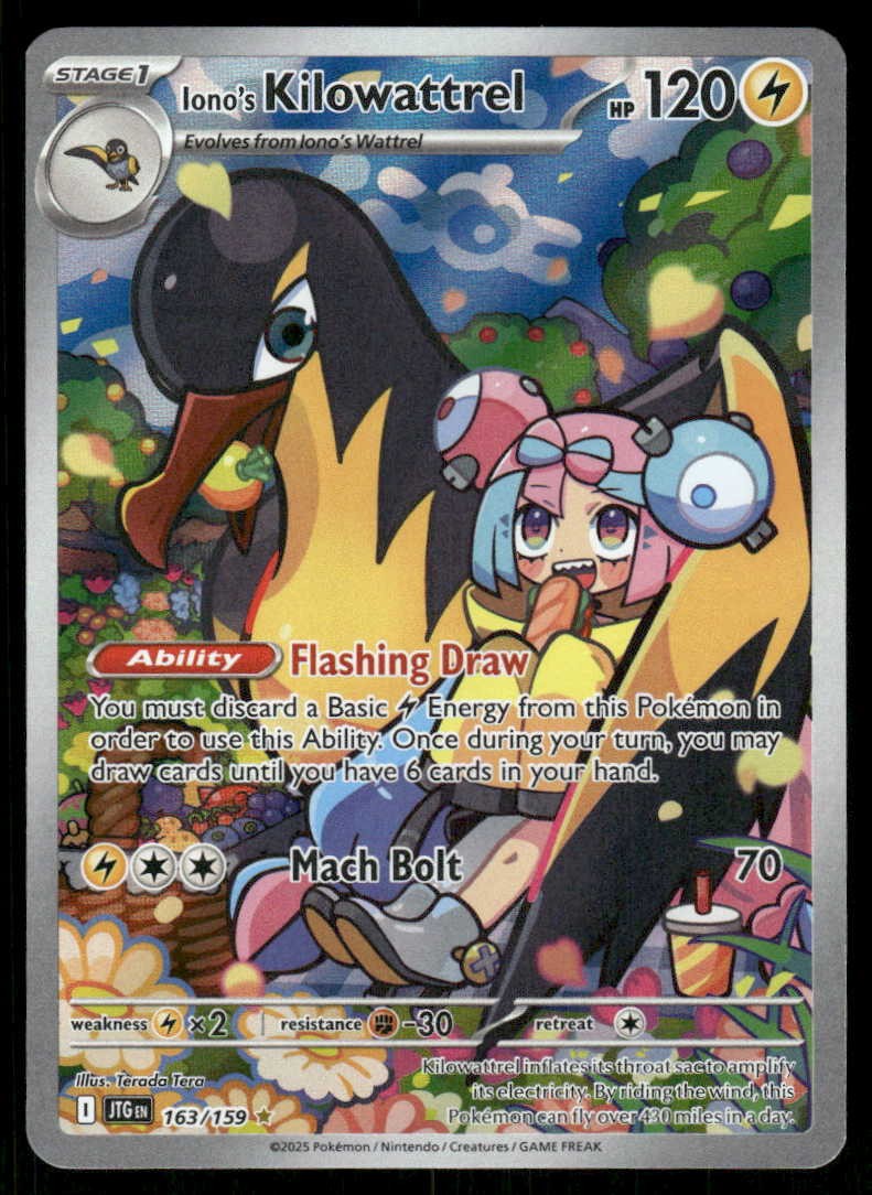 Pokemon Iono's Kilowattrel 163/159 Journey Together Holo Illustration Rare NM/M