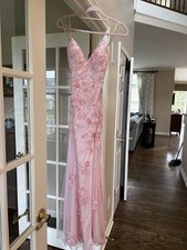 Size 4 Prom Dress Faviana 11251 - Deep V-Neck Floral Beaded Dress Good Condition