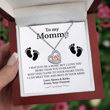 New Mom Baby Feet Necklace for Mom to Be First Time Mommy Gifts, Pregnancy