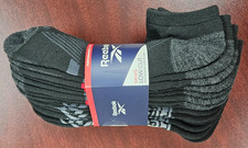 Reebok Men's 8 Pack Cushion Low Cut Arch Support Sock for Shoe Size 6-12.5 Black