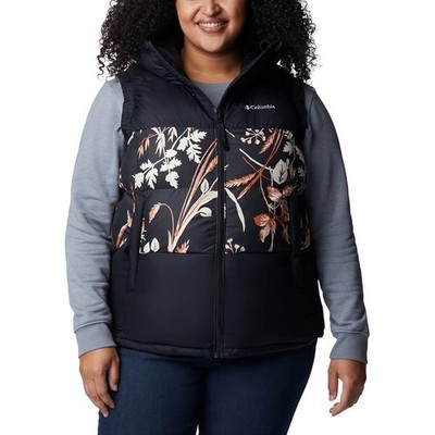 Columbia pike II insulated Puffer Vest Hooded Floral Print Black Womens XXL