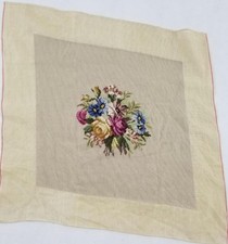 Vintage Franz&ouml;sischer Nadelspitze Blumen Gobelin Panel 67x64cm