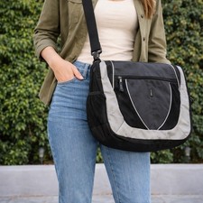 Trailmaker Messenger Bag Black Gray Canvas Cr...