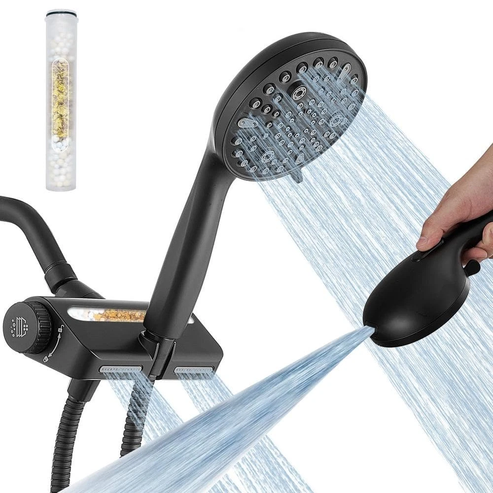 BWE Dual-Function Showerhead 10-Spray Wall Mount Handheld 1.8 GPM Matte Black