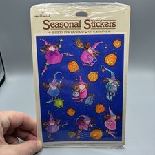 Vintage 1985s Hallmark Halloween Stickers Witch Pumpkins 4 Sheets NOS Sealed